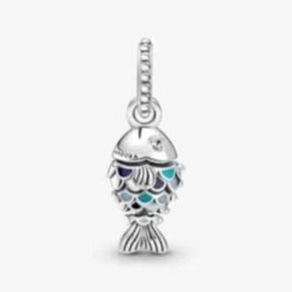 Pandora Blue Scaled Fish Dangle Charm - Picture 2 of 3